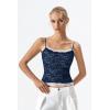 QINSEN Women’s Double Layer Lace Camisole Tank Scoop Neck Summer Y2k Going Out Trendy Cami Shirt(Estate Blue)