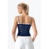 QINSEN Women’s Double Layer Lace Camisole Tank Scoop Neck Summer Y2k Going Out Trendy Cami Shirt(Estate Blue)