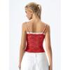QINSEN Women’s Double Layer Lace Camisole Tank Scoop Neck Summer Y2k Going Out Trendy Cami Shirt(Red)