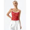 QINSEN Women’s Double Layer Lace Camisole Tank Scoop Neck Summer Y2k Going Out Trendy Cami Shirt(Red)