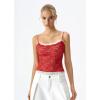 QINSEN Women’s Double Layer Lace Camisole Tank Scoop Neck Summer Y2k Going Out Trendy Cami Shirt(Red)