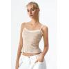 QINSEN Women’s Double Layer Lace Camisole Tank Scoop Neck Summer Y2k Going Out Trendy Cami Shirt(Taupe Gray)