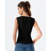 QINSEN Women’s Sleeveless Ribbed Crewneck Tank Top Upper Button Fastening Shirts Going Out Tops(Black)