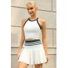 QINSEN Tennis Skirt Set for Women High Waisted Pleated Athletic Pickleball Skirt with Shorts Padded Tank Top 2 Piece Outfits(White)