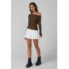 QINSEN Womens Asymmetrical Neck Sweater Slim Fit Long Sleeve Knit Pullover Top(Brown)