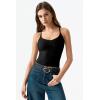 QINSEN Womens Cross Back Tank Top V Neck Double Lined Camisole Top Sleeveless Spaghetti Strap Going Out Tops(Black)
