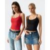 QINSEN Womens Cross Back Tank Top V Neck Double Lined Camisole Top Sleeveless Spaghetti Strap Going Out Tops(Fairy Red)