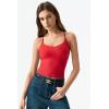 QINSEN Womens Cross Back Tank Top V Neck Double Lined Camisole Top Sleeveless Spaghetti Strap Going Out Tops(Fairy Red)
