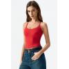 QINSEN Womens Cross Back Tank Top V Neck Double Lined Camisole Top Sleeveless Spaghetti Strap Going Out Tops(Fairy Red)