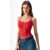 QINSEN Womens Cross Back Tank Top V Neck Double Lined Camisole Top Sleeveless Spaghetti Strap Going Out Tops(Fairy Red)