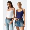 QINSEN Womens Cross Back Tank Top V Neck Double Lined Camisole Top Sleeveless Spaghetti Strap Going Out Tops(White)
