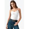 QINSEN Womens Cross Back Tank Top V Neck Double Lined Camisole Top Sleeveless Spaghetti Strap Going Out Tops(White)