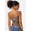 QINSEN Women’s Double Lined Basic Tank Top Adjustable Spaghetti Straps Sleeveless Camisole Shirts(Leopard Print)
