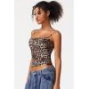 QINSEN Women’s Double Lined Basic Tank Top Adjustable Spaghetti Straps Sleeveless Camisole Shirts(Leopard Print)