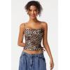 QINSEN Women’s Double Lined Basic Tank Top Adjustable Spaghetti Straps Sleeveless Camisole Shirts(Leopard Print)