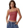QINSEN Women’s Double Lined Basic Tank Top Adjustable Spaghetti Straps Sleeveless Camisole Shirts(Merlot)