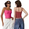 QINSEN Women’s Double Lined Basic Tank Top Adjustable Spaghetti Straps Sleeveless Camisole Shirts(Merlot)