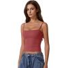 QINSEN Women’s Double Lined Basic Tank Top Adjustable Spaghetti Straps Sleeveless Camisole Shirts(Merlot)