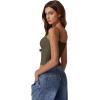 QINSEN Women’s Double Lined Basic Tank Top Adjustable Spaghetti Straps Sleeveless Camisole Shirts(Olive Green)