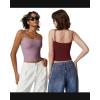 QINSEN Women’s Double Lined Basic Tank Top Adjustable Spaghetti Straps Sleeveless Camisole Shirts(Pale Violet Red)
