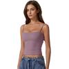 QINSEN Women’s Double Lined Basic Tank Top Adjustable Spaghetti Straps Sleeveless Camisole Shirts(Pale Violet Red)