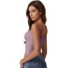 QINSEN Women’s Double Lined Basic Tank Top Adjustable Spaghetti Straps Sleeveless Camisole Shirts(Pale Violet Red)