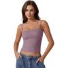 QINSEN Women’s Double Lined Basic Tank Top Adjustable Spaghetti Straps Sleeveless Camisole Shirts(Pale Violet Red)