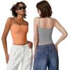 QINSEN Women’s Double Lined Basic Tank Top Adjustable Spaghetti Straps Sleeveless Camisole Shirts(Pink)