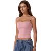 QINSEN Women’s Double Lined Basic Tank Top Adjustable Spaghetti Straps Sleeveless Camisole Shirts(Pink)