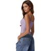 QINSEN Women’s Double Lined Basic Tank Top Adjustable Spaghetti Straps Sleeveless Camisole Shirts(Purple)