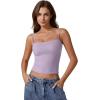 QINSEN Women’s Double Lined Basic Tank Top Adjustable Spaghetti Straps Sleeveless Camisole Shirts(Purple)