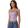 QINSEN Women’s Double Lined Basic Tank Top Adjustable Spaghetti Straps Sleeveless Camisole Shirts(Purple)