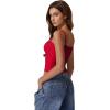 QINSEN Women’s Double Lined Basic Tank Top Adjustable Spaghetti Straps Sleeveless Camisole Shirts(Red)
