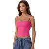 QINSEN Women’s Double Lined Basic Tank Top Adjustable Spaghetti Straps Sleeveless Camisole Shirts(Rosy)