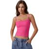 QINSEN Women’s Double Lined Basic Tank Top Adjustable Spaghetti Straps Sleeveless Camisole Shirts(Rosy)