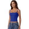 QINSEN Women’s Double Lined Basic Tank Top Adjustable Spaghetti Straps Sleeveless Camisole Shirts(Sapphire)