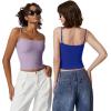 QINSEN Women’s Double Lined Basic Tank Top Adjustable Spaghetti Straps Sleeveless Camisole Shirts(Sapphire)