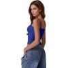 QINSEN Women’s Double Lined Basic Tank Top Adjustable Spaghetti Straps Sleeveless Camisole Shirts(Sapphire)