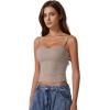 QINSEN Women’s Double Lined Basic Tank Top Adjustable Spaghetti Straps Sleeveless Camisole Shirts(Taupe Gray)