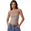 QINSEN Women’s Double Lined Basic Tank Top Adjustable Spaghetti Straps Sleeveless Camisole Shirts(Taupe Gray)