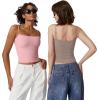 QINSEN Women’s Double Lined Basic Tank Top Adjustable Spaghetti Straps Sleeveless Camisole Shirts(Taupe Gray)