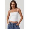 QINSEN Women’s Double Lined Basic Tank Top Adjustable Spaghetti Straps Sleeveless Camisole Shirts(White)