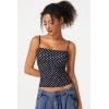 QINSEN Women’s Double Lined Basic Tank Top Adjustable Spaghetti Straps Sleeveless Camisole Shirts(White Polka Dots)