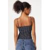 QINSEN Women’s Double Lined Basic Tank Top Adjustable Spaghetti Straps Sleeveless Camisole Shirts(White Polka Dots)
