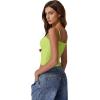QINSEN Women’s Double Lined Basic Tank Top Adjustable Spaghetti Straps Sleeveless Camisole Shirts(Wild Lime)