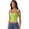 QINSEN Women’s Double Lined Basic Tank Top Adjustable Spaghetti Straps Sleeveless Camisole Shirts(Wild Lime)