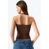 QINSEN Womens Halter Top Double Lined Tank Top Sleeveless Open Back Slim fit Going Out Tops(Brown)