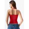 QINSEN Womens Halter Top Double Lined Tank Top Sleeveless Open Back Slim fit Going Out Tops(Fairy Red)