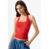 QINSEN Womens Halter Top Double Lined Tank Top Sleeveless Open Back Slim fit Going Out Tops(Fairy Red)