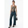 QINSEN Womens Halter Top Double Lined Tank Top Sleeveless Open Back Slim fit Going Out Tops(Leopard)